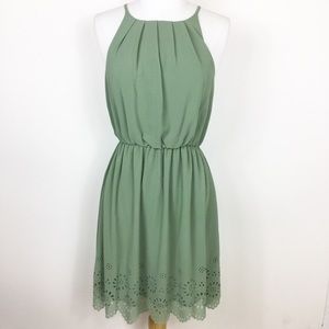Francesca’s Olive scalloped hem dress